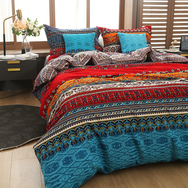 100% Cotton Thickened Brushed Bohemian Duvet Cover Set - 3 Pieces - Calm Cloud Bedding